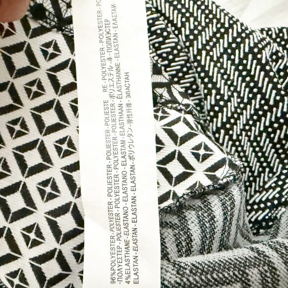 SMASH! | Black White Jacket Coat Mixed Print Patchwork Tie Grommet Long | Small - Picture 9 of 9